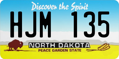 ND license plate HJM135