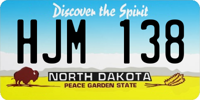 ND license plate HJM138