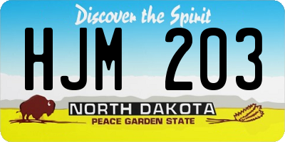 ND license plate HJM203