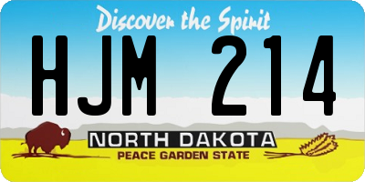 ND license plate HJM214