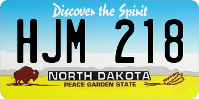 ND license plate HJM218