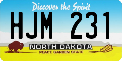 ND license plate HJM231