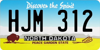 ND license plate HJM312