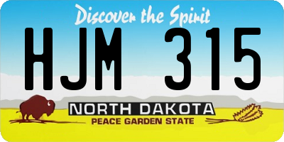 ND license plate HJM315