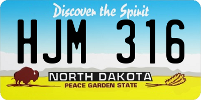 ND license plate HJM316
