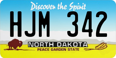 ND license plate HJM342