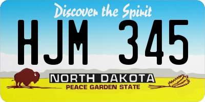 ND license plate HJM345