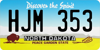 ND license plate HJM353