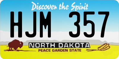 ND license plate HJM357