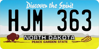 ND license plate HJM363