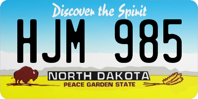 ND license plate HJM985