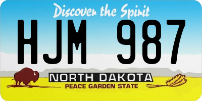 ND license plate HJM987