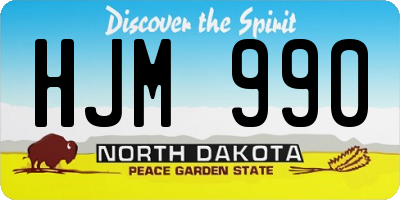 ND license plate HJM990