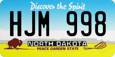 ND license plate HJM998