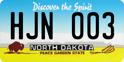 ND license plate HJN003