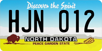 ND license plate HJN012