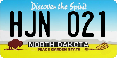 ND license plate HJN021