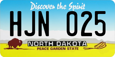 ND license plate HJN025