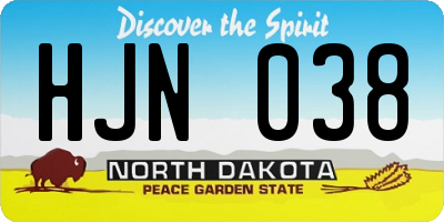 ND license plate HJN038