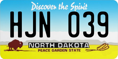 ND license plate HJN039