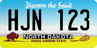 ND license plate HJN123