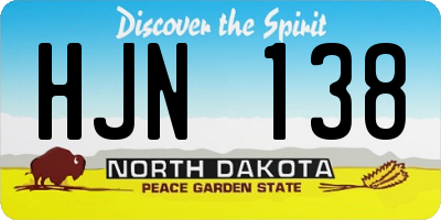 ND license plate HJN138