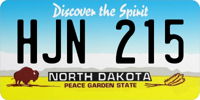 ND license plate HJN215