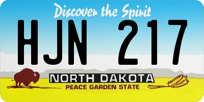 ND license plate HJN217