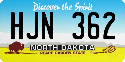 ND license plate HJN362