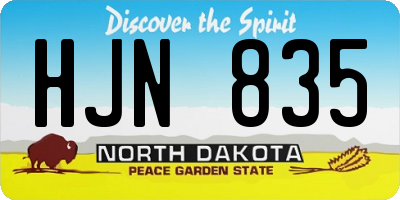 ND license plate HJN835