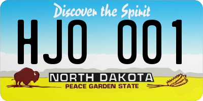 ND license plate HJO001