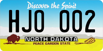 ND license plate HJO002