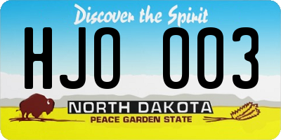 ND license plate HJO003