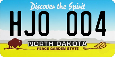 ND license plate HJO004