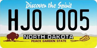 ND license plate HJO005