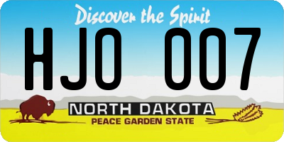 ND license plate HJO007