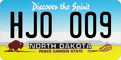 ND license plate HJO009