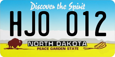 ND license plate HJO012