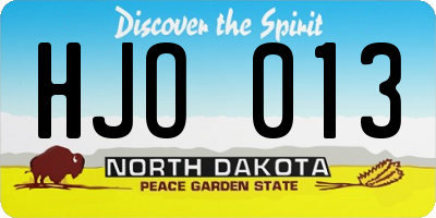 ND license plate HJO013