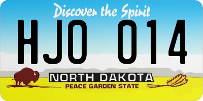 ND license plate HJO014