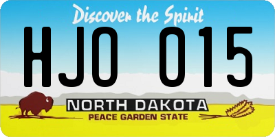 ND license plate HJO015