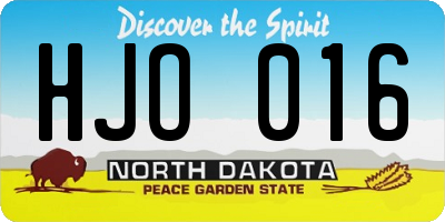 ND license plate HJO016