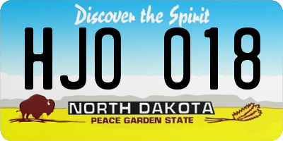 ND license plate HJO018