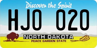 ND license plate HJO020