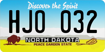 ND license plate HJO032