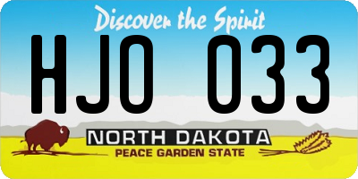 ND license plate HJO033