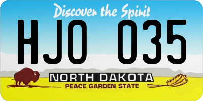 ND license plate HJO035