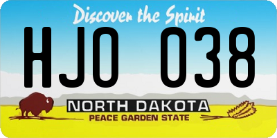 ND license plate HJO038