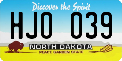 ND license plate HJO039