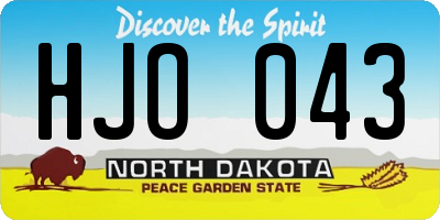 ND license plate HJO043